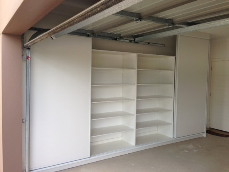 Wardrobe storage system with adjustable shelves in Sydney.