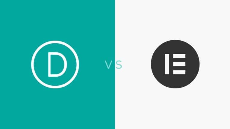 A graphic comparing the Divi page builder logo versus the Elementor page builder logo.