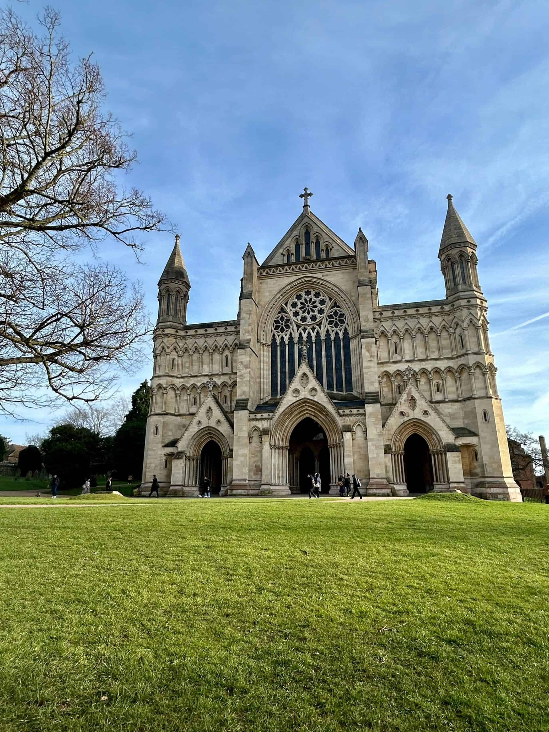 A photograph of the exterior of St ALbans Cathedral in Hertfordshire