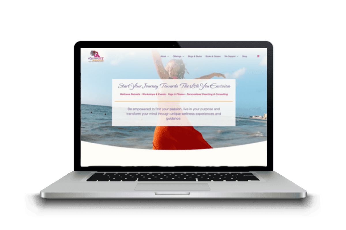 Wellness journey website displayed on a laptop screen.