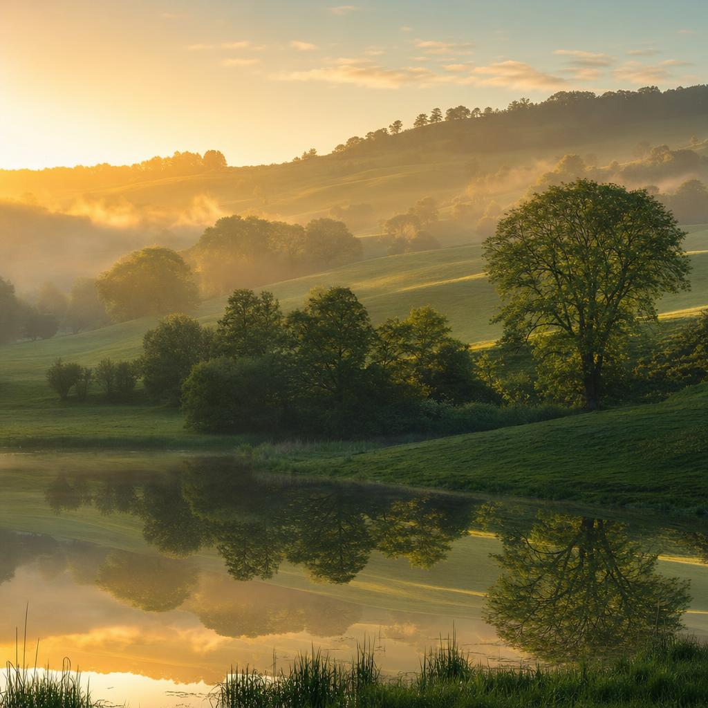 Peaceful nature landscape representing calm and wellbeing