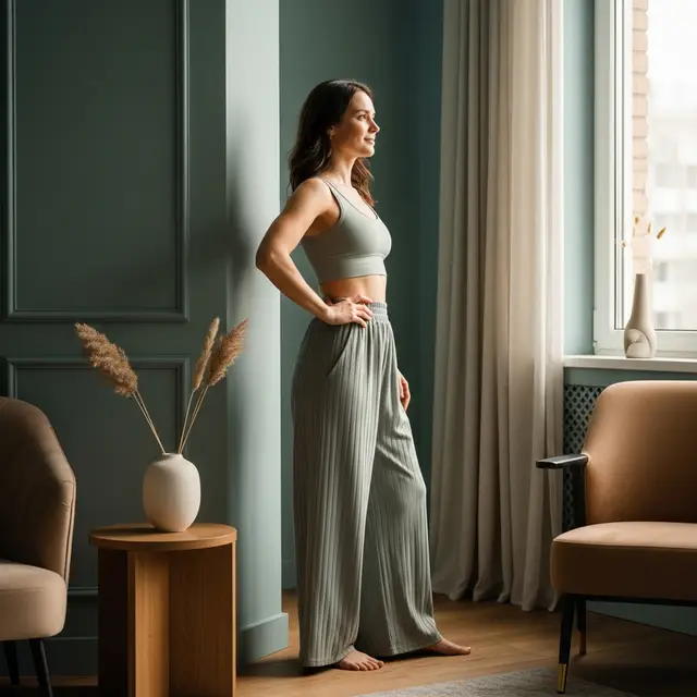 A person standing with a calm, confident posture