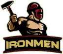West Michigan Ironmen mascot holding a hammer, representing strength and team spirit.