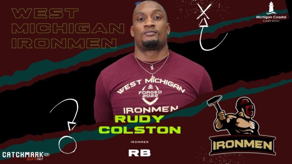 Alex Carder of West Michigan Ironmen speaking during game.