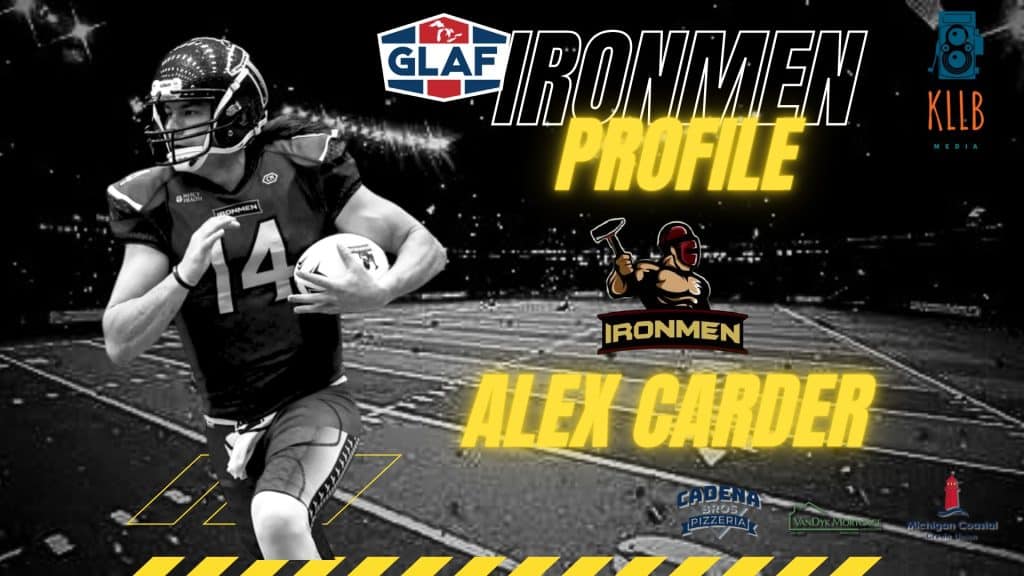 West Michigan Ironmen player Alex Carder in action during a game.