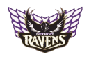 West Michigan Ironmen football team logo with Raven mascot and purple wings.