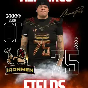 Player in football uniform at Almarco Fields, representing West Michigan Ironmen team.