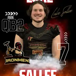Portrait of Luke Sallee, West Michigan Ironmen quarterback 2026.