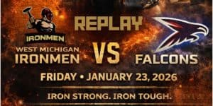 West Michigan Ironmen football game replay against Falcons, January 23, 2026.