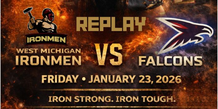 West Michigan Ironmen football game replay against Falcons, January 23, 2026.