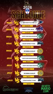 West Michigan Ironmen 2026 football schedule with game dates and opponents.