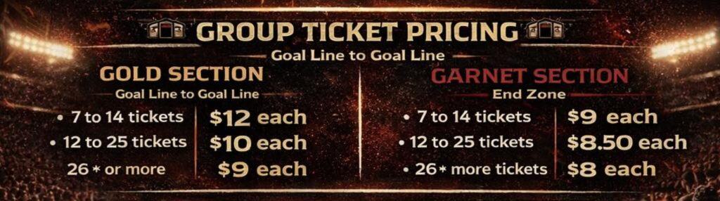 Group ticket pricing for West Michigan Ironmen football games.