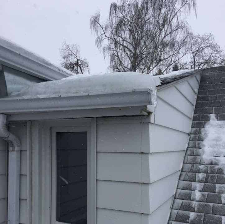 ice damn on a home in calgary