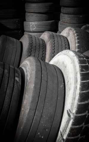 Old used tires A set of old tires waiting to recycled
