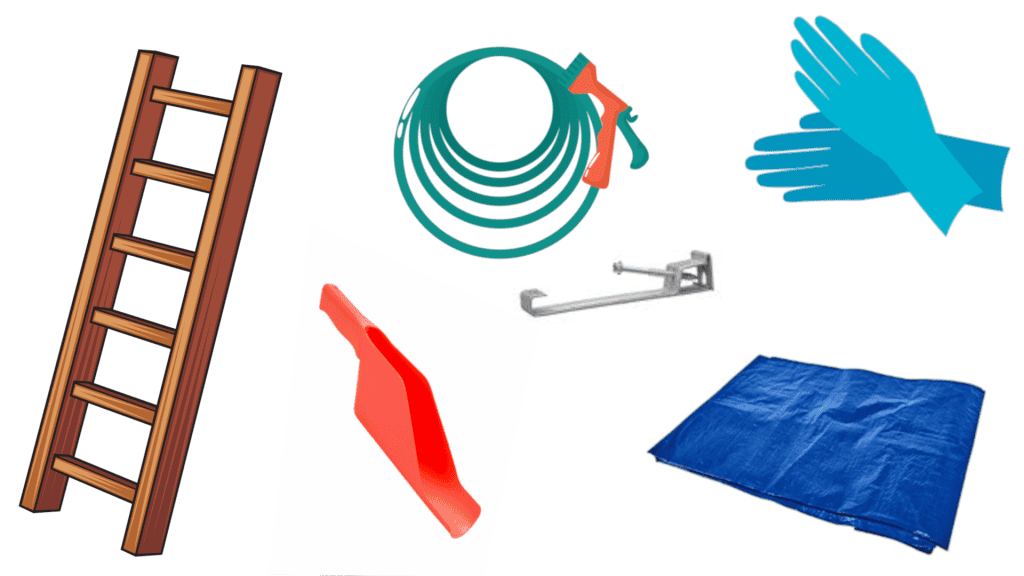 Tools needed to clean and repair gutters