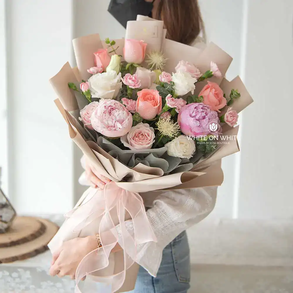 Peony Blush Bouquet mother's day gift malaysia, gift for mom, best gift for mother's day, super woman bouquet