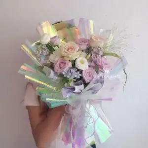 Dreamy lilac bouquet for retirement and friendship occasion