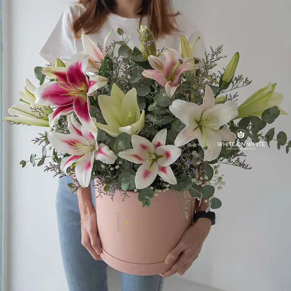 Lily Box for Birthday, Friendship & Retirement Occasion, Retirement Flower Arrangements for retirees