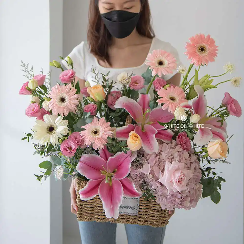 Pinky Wish Basket- Birthday & Retirement, ipoh florist, flower shop, flower shop ipoh, florist in kl, flower shop kl