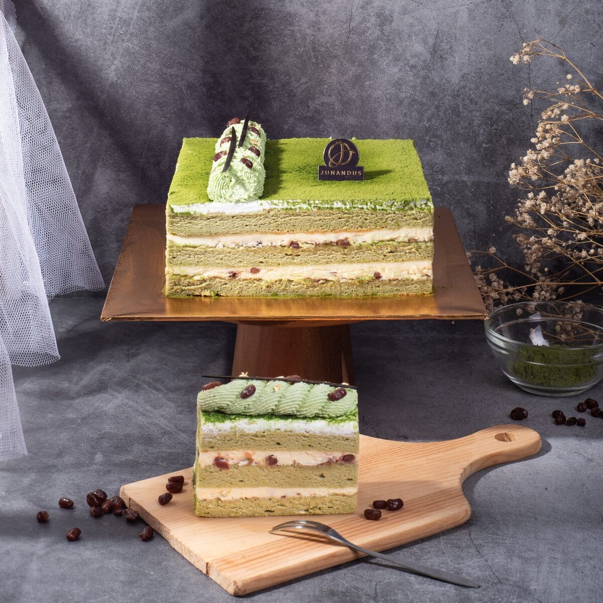 Matcha Azuki Sponge Cake (3) Matcha Azuki Sponge Cake, sponge cake, birthday cake, kedai kek shah alam