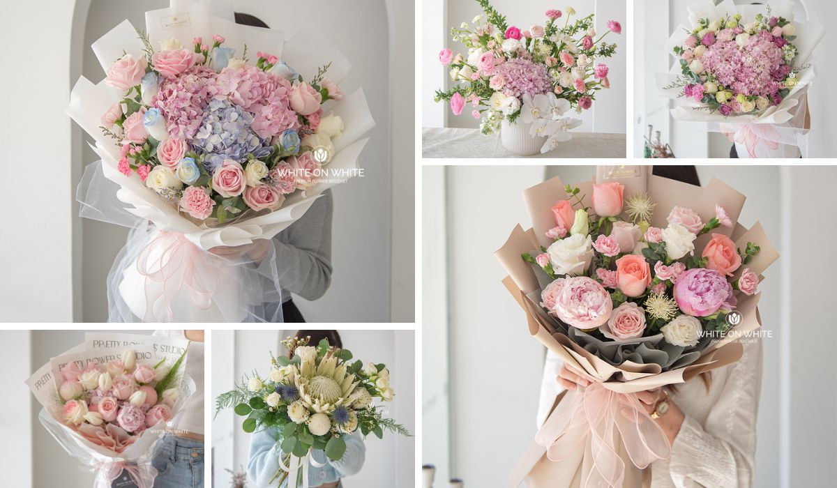 Flower bouquet selection from White On White, premium flower bouquet