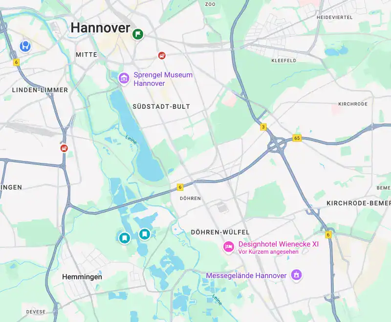 Karte: Standort Hotel Wienecke XI im südlichen Hannover