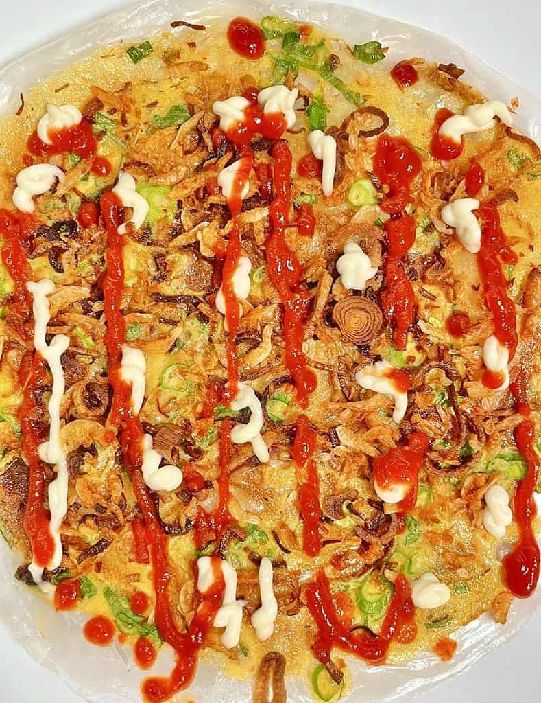 Flat Vietnamese pizza