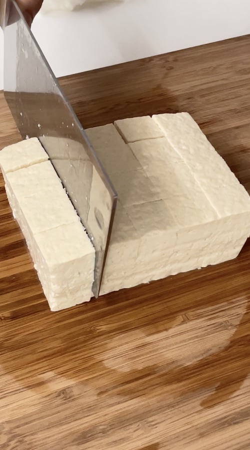 Cut tofu into small cubes