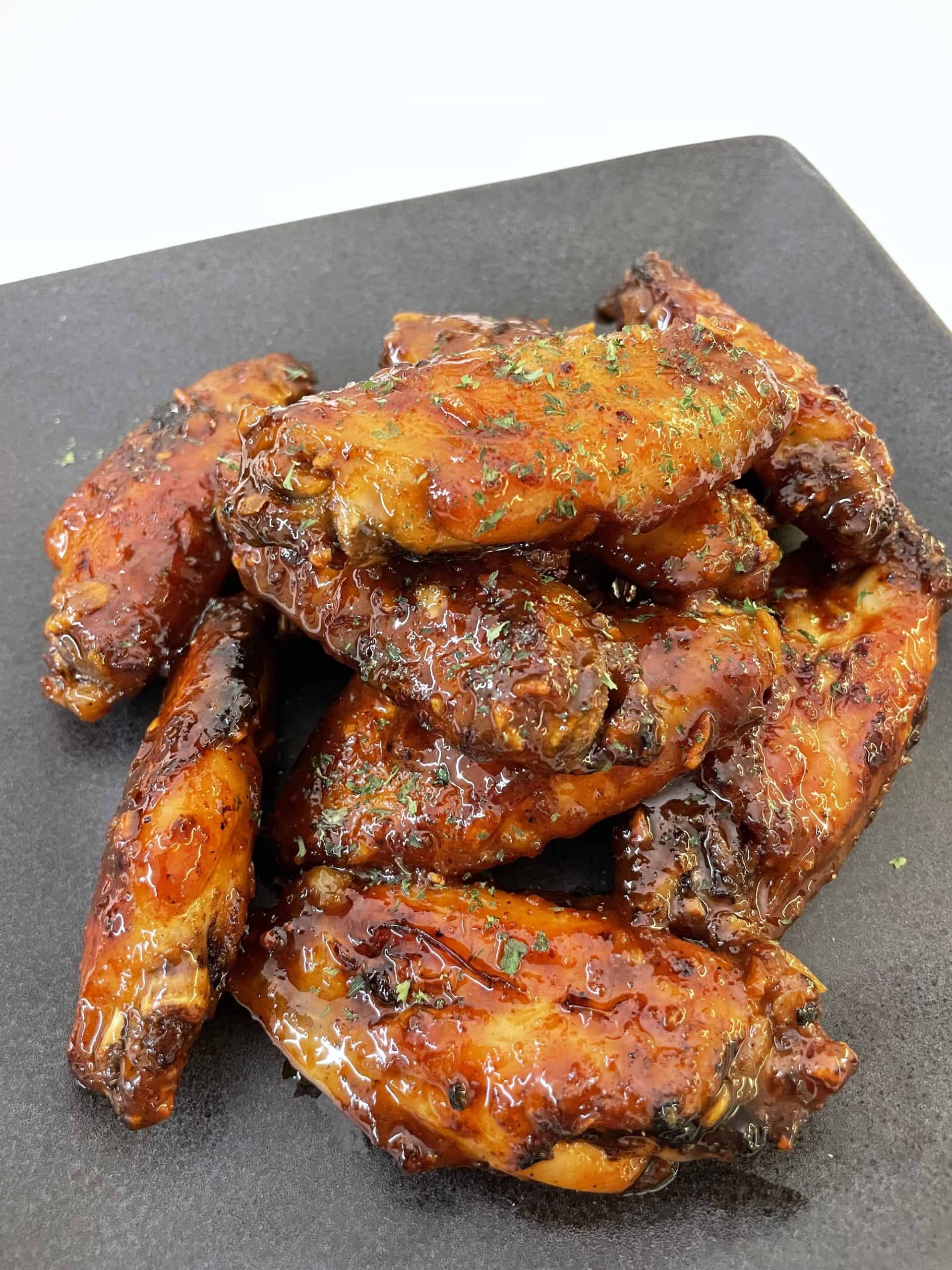 sticky honey garlic chicken wings