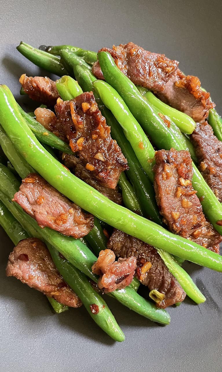 Stir fried beef string beans