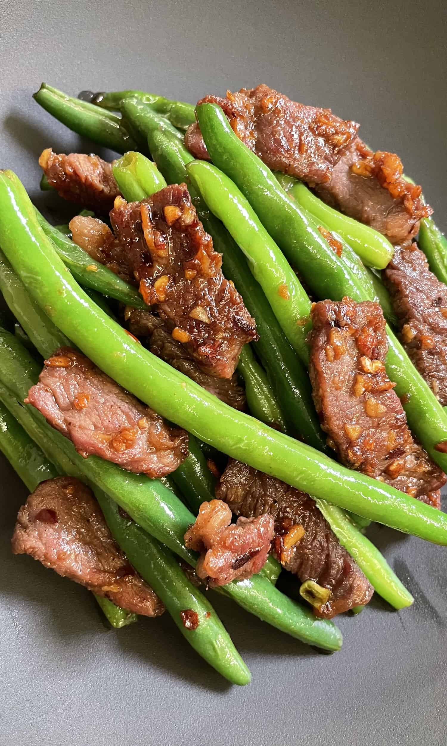 Stir fried beef string beans