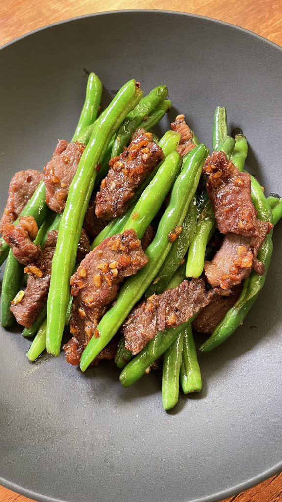 Stir fried beef string beans