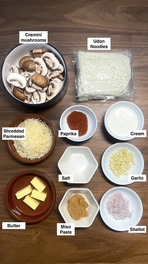 Miso udon ingredients
