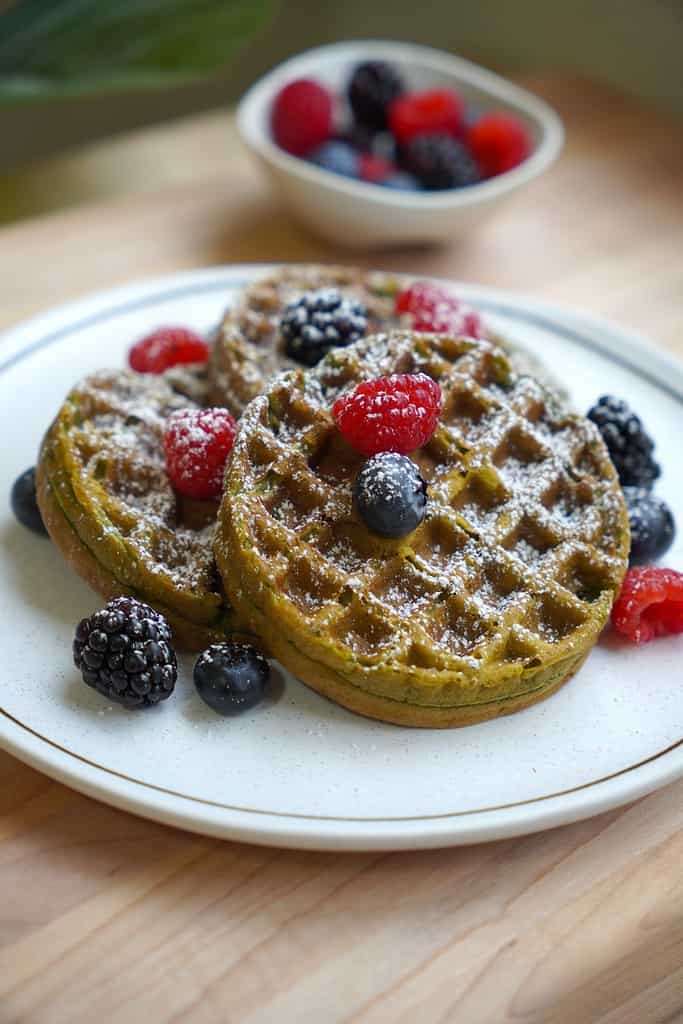 Matcha Waffles Powdered Sugar
