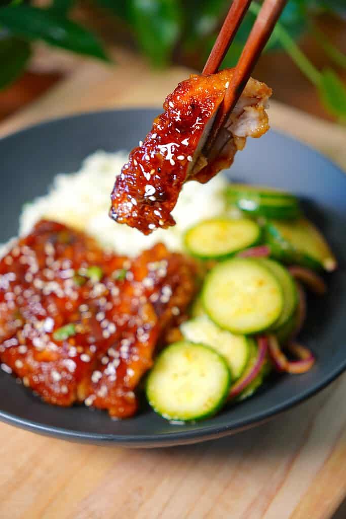 Honey Garlic Lemon Chicken with Cucumber Salad