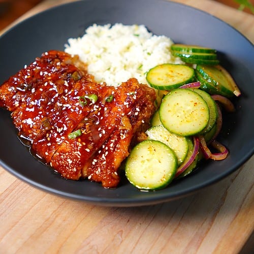 Honey Garlic Lemon Chicken with Cucumber Salad