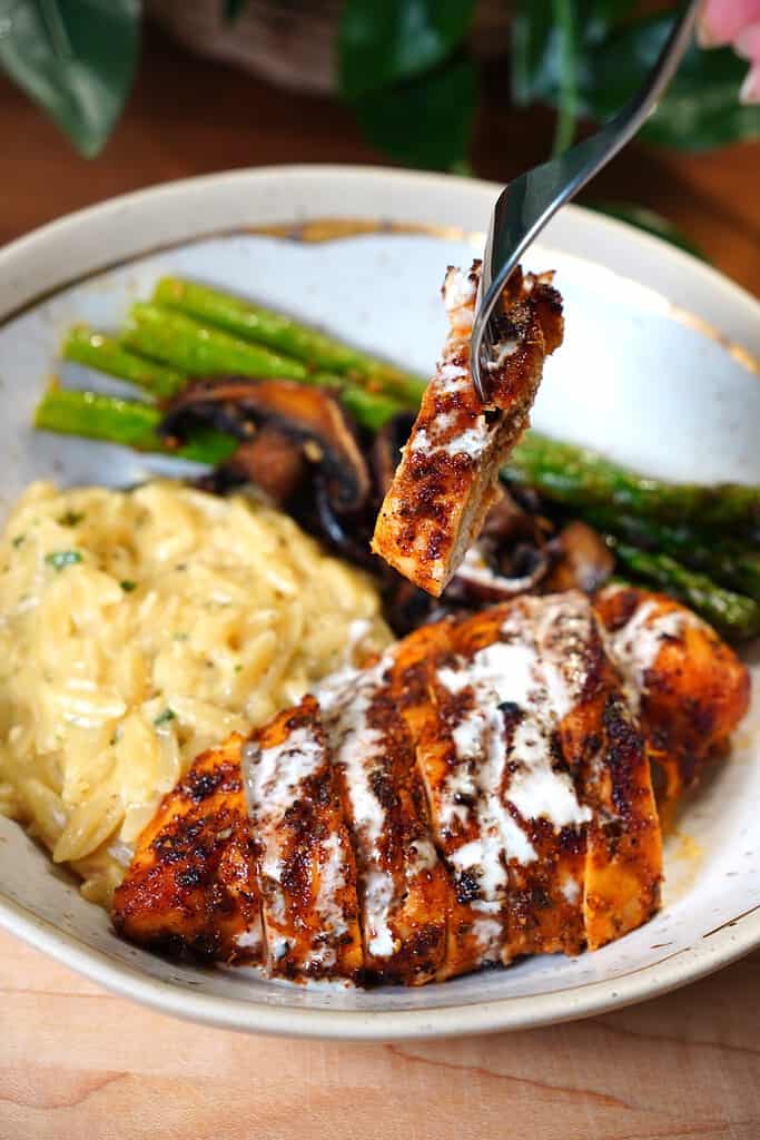 Creamy Orzo with Chicken and Asparagus