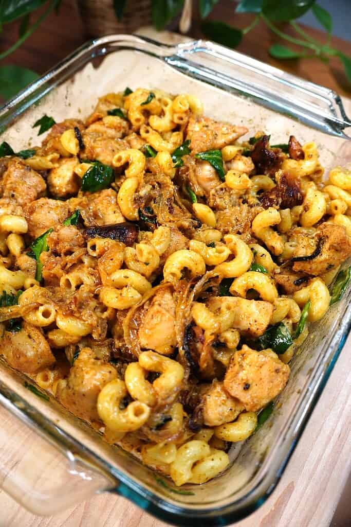 Caramalized Onion Tahini Chicken Pasta