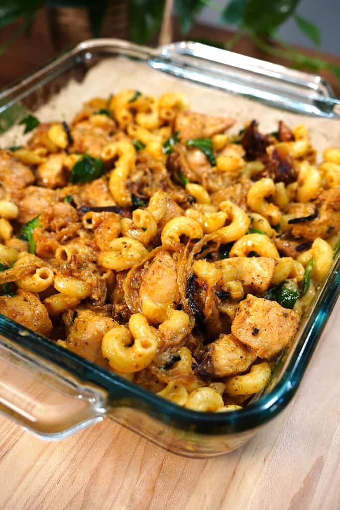 Caramalized Onion Tahini Chicken Pasta