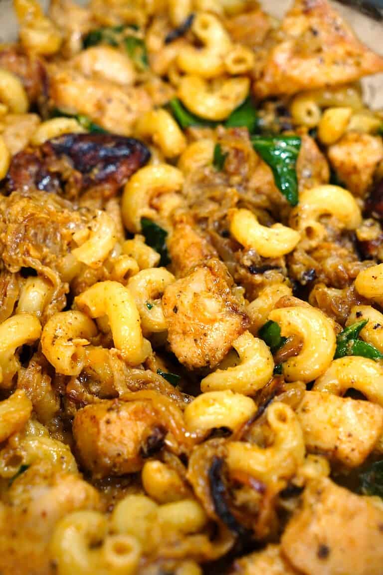 Caramalized Onion Tahini Chicken Pasta