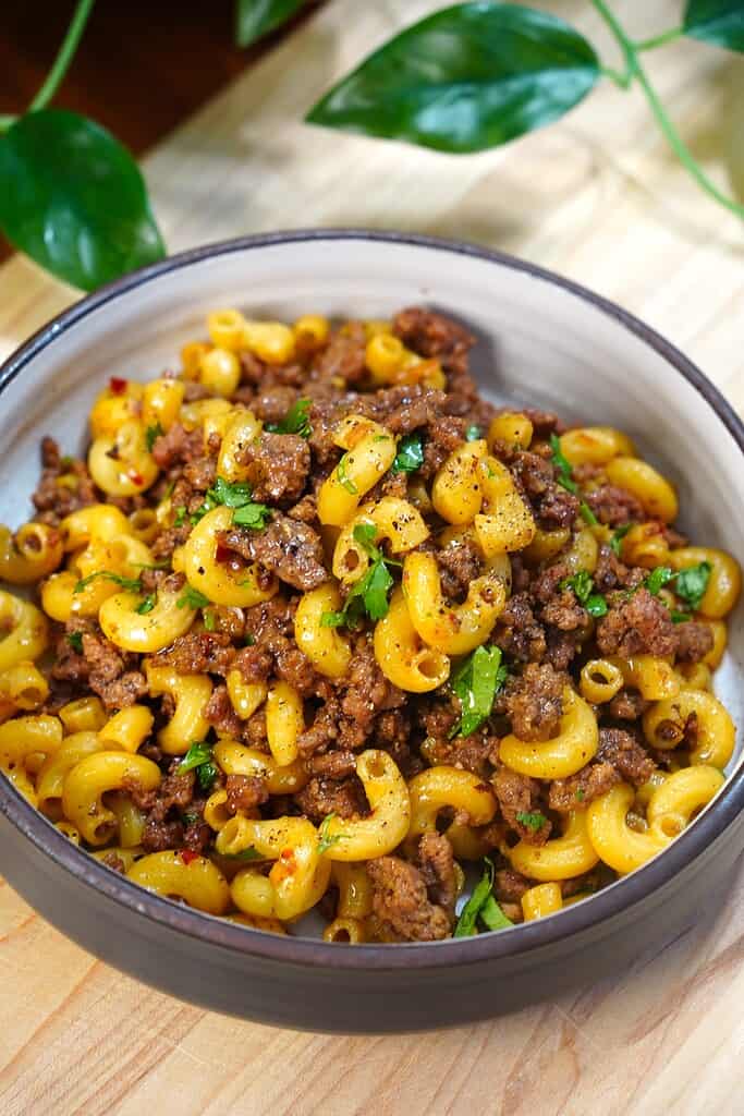 Mongolian Ground Beef with Macaroni