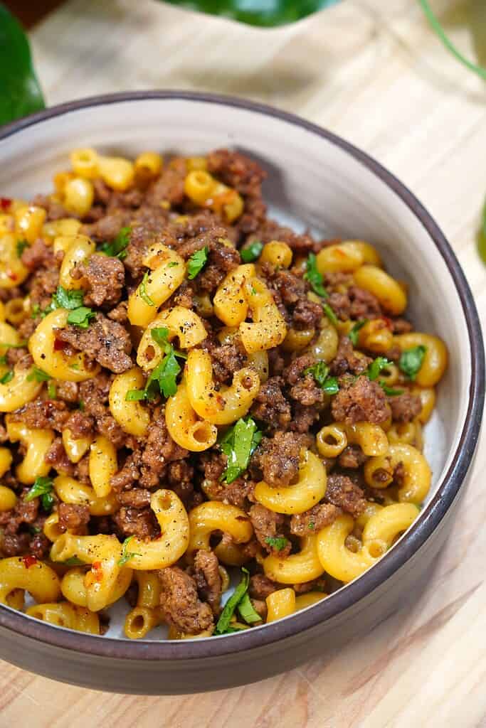 Mongolian Ground Beef with Macaroni