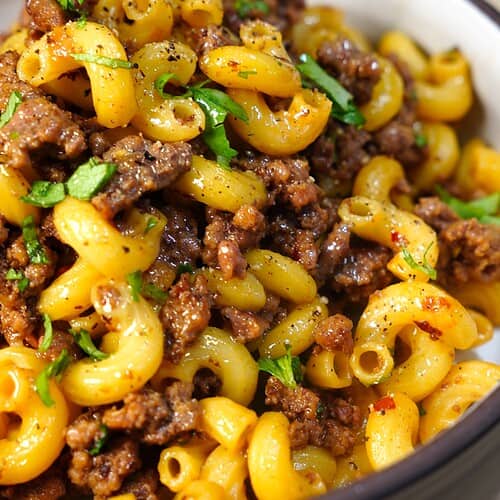 Mongolian Ground Beef with Macaroni