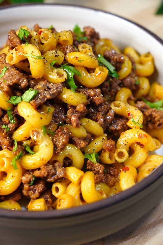Mongolian Ground Beef with Macaroni