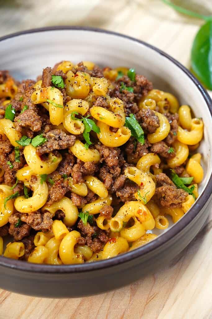 Mongolian ground Beef with Macaroni