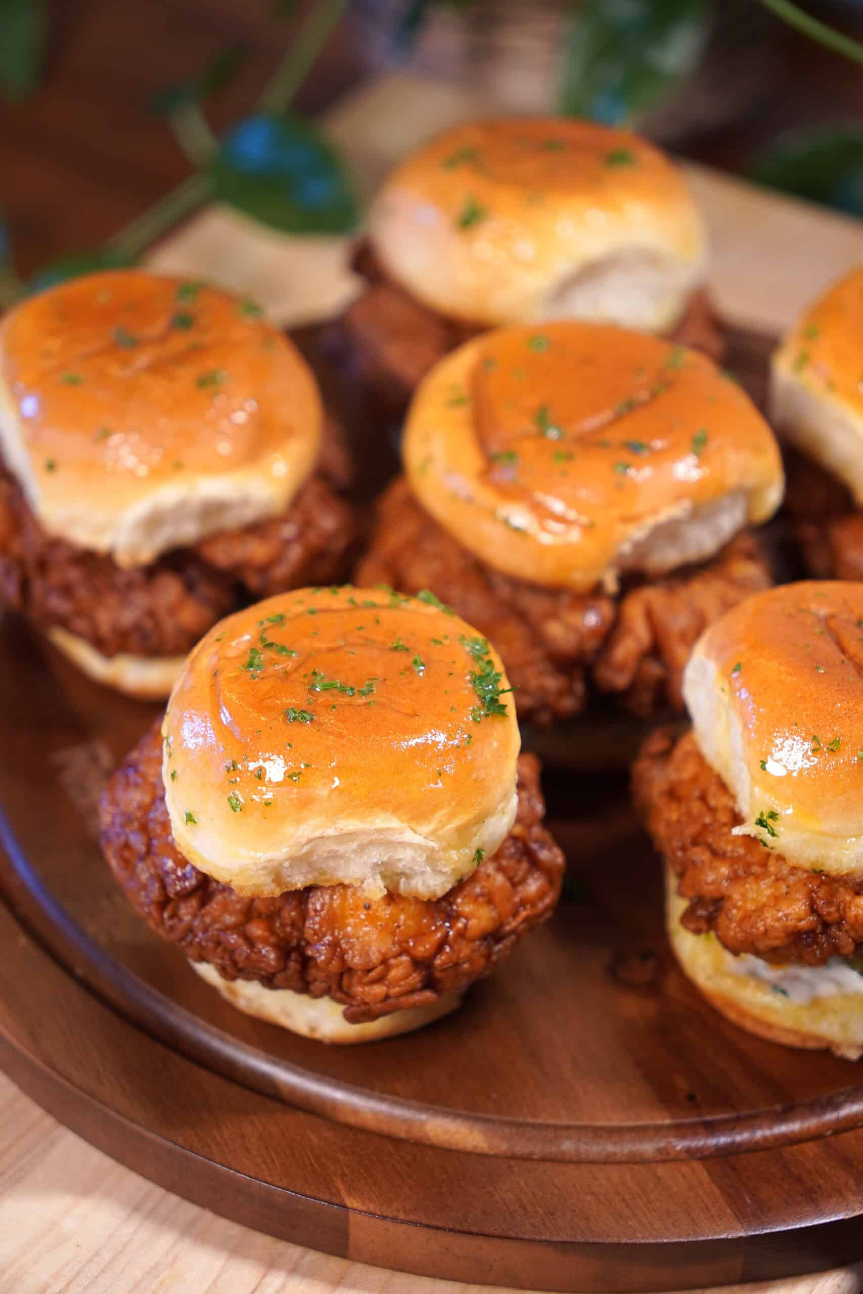 Hot Honey Garlic Chicken Sliders