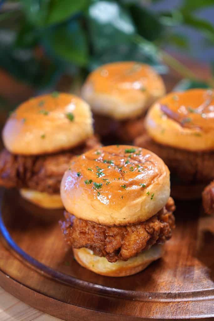 Hot Honey Garlic Chicken Sliders