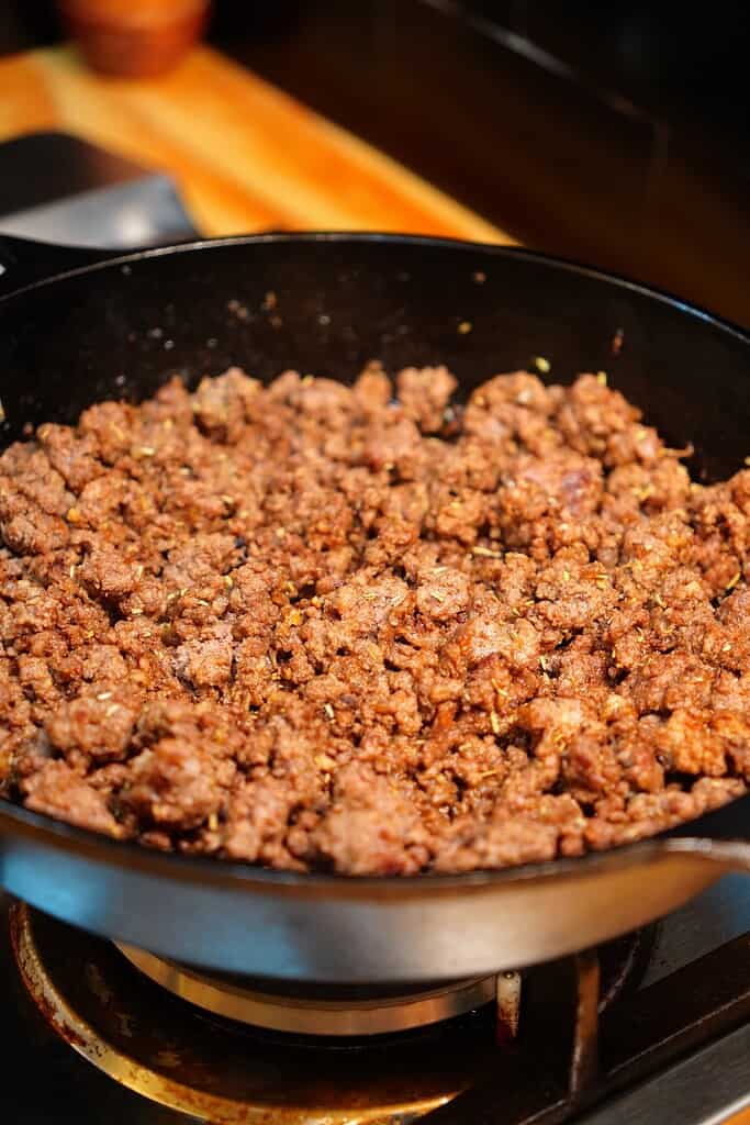 One Pan Creamy Beef Pasta