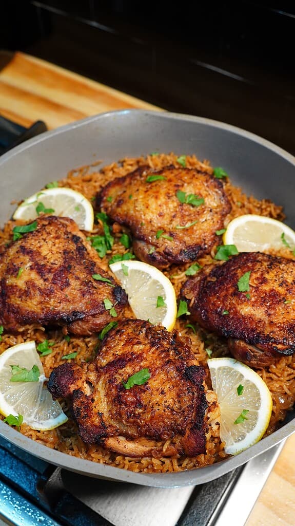 One Pan Garlic Lemon Chicken and Rice