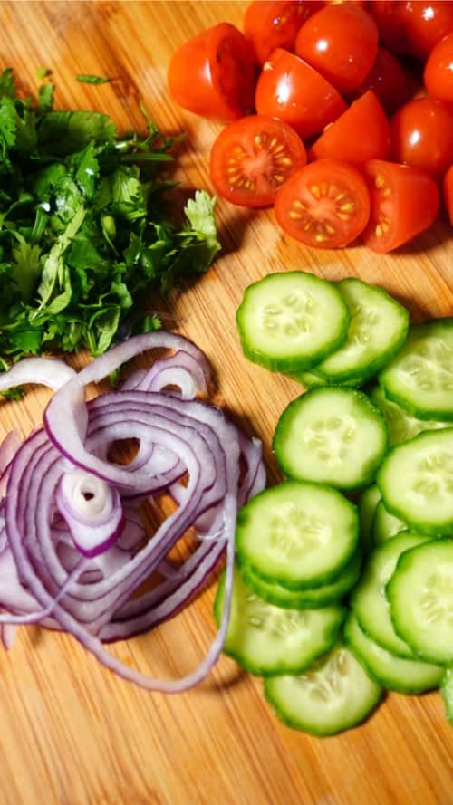 Cilantro Tomatoes Cucumber & Red Onion